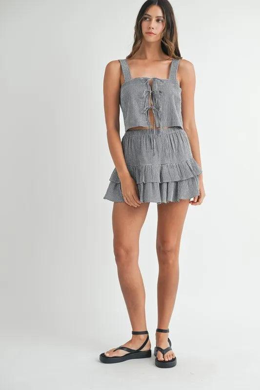MABLE Gingham Plaid Crop Top and Mini Skirt Set - Brittney MADE