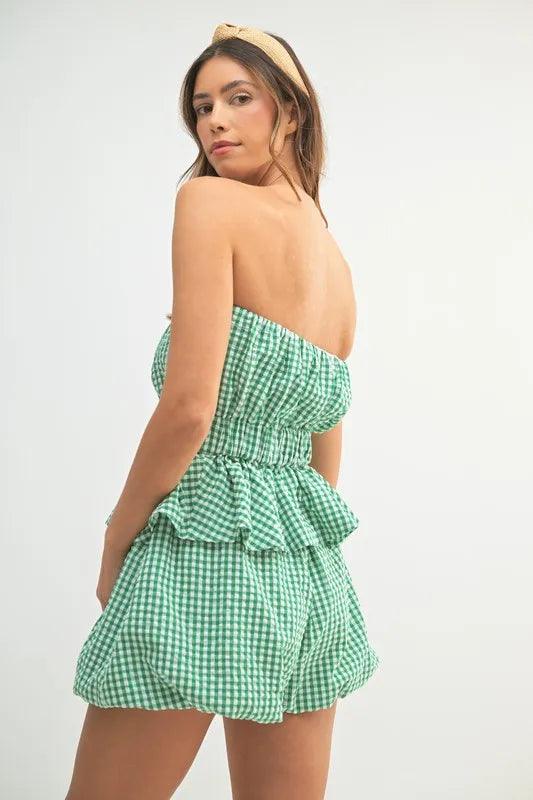 MABLE Gingham Tube Top and Shorts Set - Brittney MADE