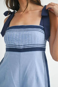 MABLE Linen Mix Chevron Sail Shoulder Strap Jumpsuit - Brittney MADE