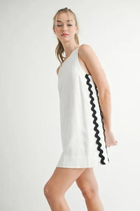 MABLE Linen Mix Side Ric Rac A-Line Mini Dress - Brittney MADE