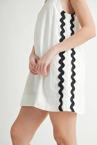 MABLE Linen Mix Side Ric Rac A-Line Mini Dress - Brittney MADE