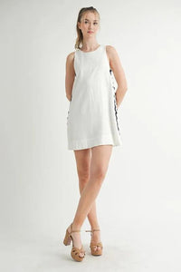 MABLE Linen Mix Side Ric Rac A-Line Mini Dress - Brittney MADE