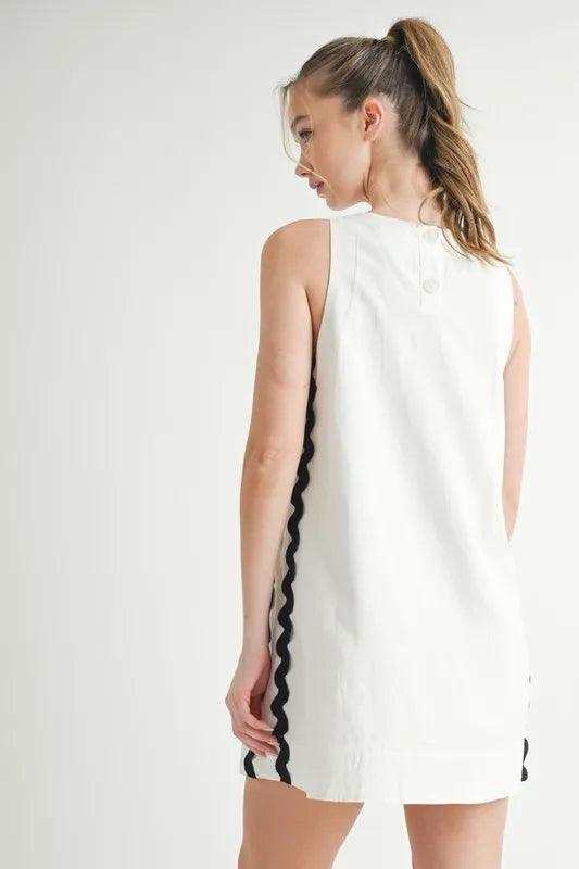 MABLE Linen Mix Side Ric Rac A-Line Mini Dress - Brittney MADE