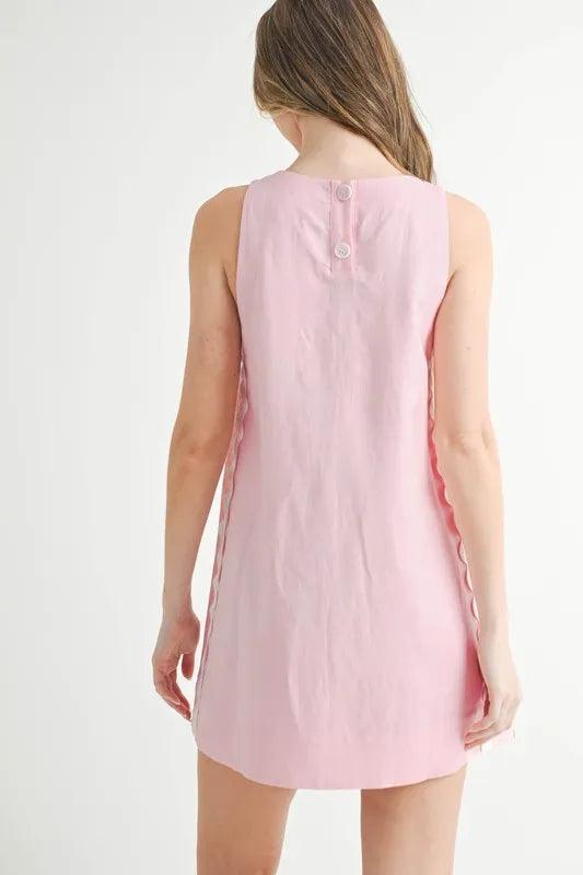 MABLE Linen Mix Side Ric Rac A-Line Mini Dress - Brittney MADE