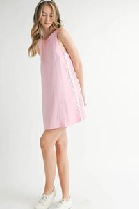 MABLE Linen Mix Side Ric Rac A-Line Mini Dress - Brittney MADE
