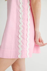 MABLE Linen Mix Side Ric Rac A-Line Mini Dress - Brittney MADE