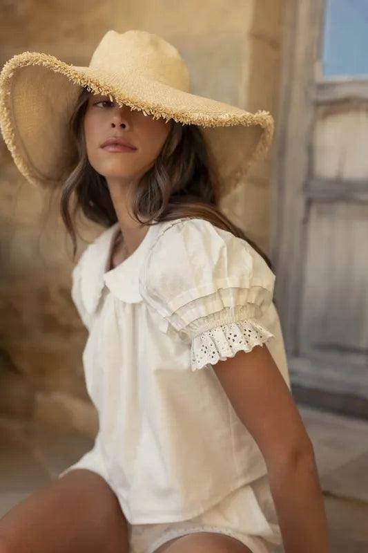 MABLE Peter Pan Collar Babydoll Blouse and Shorts Set - Brittney MADE