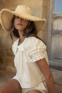 MABLE Peter Pan Collar Babydoll Blouse and Shorts Set - Brittney MADE