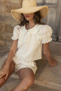 MABLE Peter Pan Collar Babydoll Blouse and Shorts Set - Brittney MADE