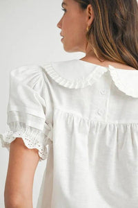 MABLE Peter Pan Collar Babydoll Blouse and Shorts Set - Brittney MADE