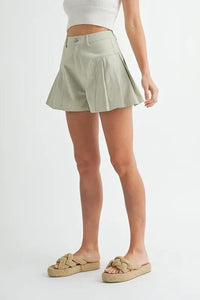MABLE Pleated High Waist Twill Shorts - Brittney MADE