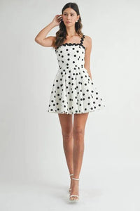 MABLE Polka Dot Mini Dress with Ricrac Trim Strap - Brittney MADE