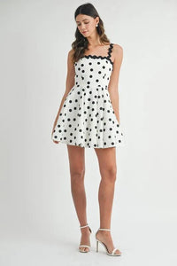 MABLE Polka Dot Mini Dress with Ricrac Trim Strap - Brittney MADE