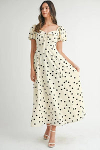 MABLE Polka Dot Puff Sleeve Midi Dress - Brittney MADE