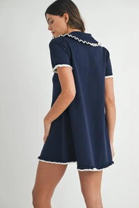 MABLE Ruffle Trimmed Collar Fine Knit Mini Dress - Brittney MADE