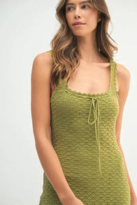MABLE Ruffled Hem Sleeveless Crochet Knit Midi Dress - Brittney MADE