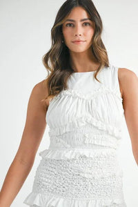 MABLE Ruffled Popcorn Smocked Mermaid Midi Dress - Brittney MADE
