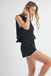 MABLE Side Tie Detail Knit Vest and Shorts Set - Brittney MADE