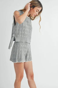MABLE Side Tie Detail Knit Vest and Shorts Set - Brittney MADE