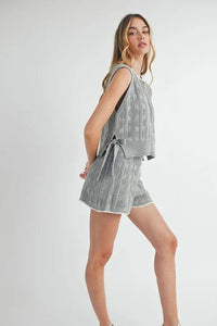 MABLE Side Tie Detail Knit Vest and Shorts Set - Brittney MADE