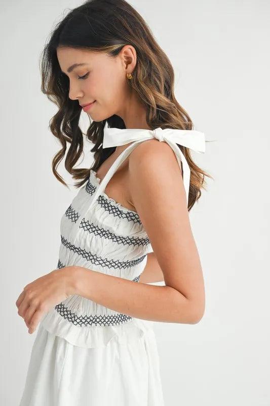MABLE Smocked Bodice Bubble Midi Dress - Brittney MADE
