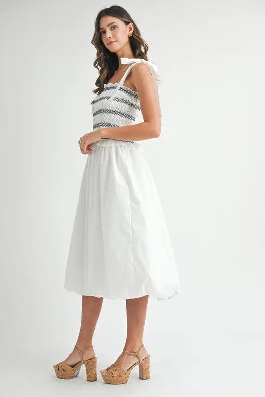 MABLE Smocked Bodice Bubble Midi Dress - Brittney MADE