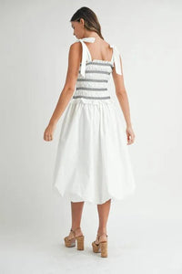 MABLE Smocked Bodice Bubble Midi Dress - Brittney MADE