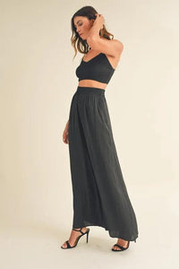 MABLE Smocked Bralette Crop Top and Wide Leg Pants Set - Brittney MADE