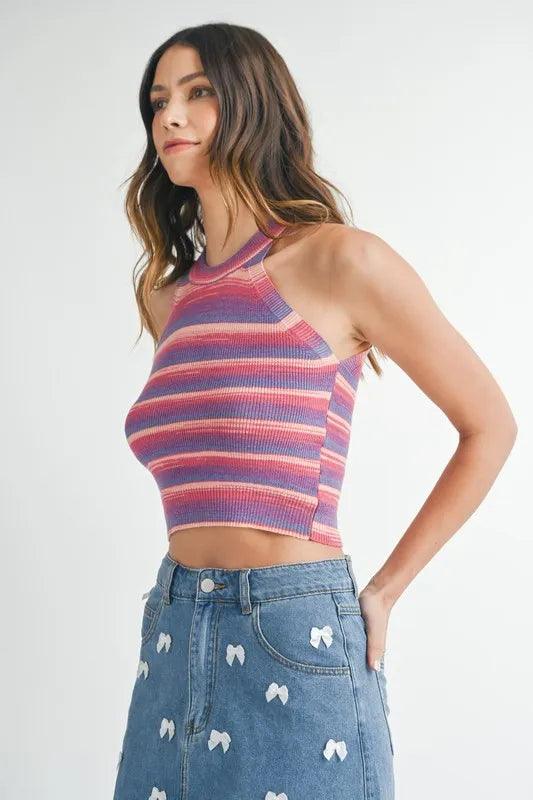 MABLE Space Dye Grecian Neck Knit Cami - Brittney MADE