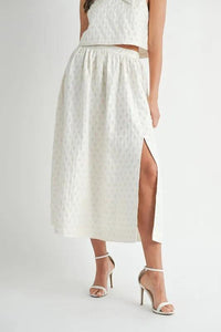 MABLE Taffeta Polka Dot Shoulder Ribbon Top and Skirt Set - Brittney MADE