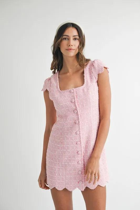 MABLE Tweed Scallop Hem Line Mini Dress - Brittney MADE