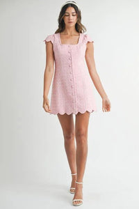 MABLE Tweed Scallop Hem Line Mini Dress - Brittney MADE
