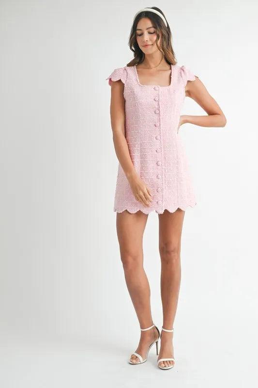 MABLE Tweed Scallop Hem Line Mini Dress - Brittney MADE