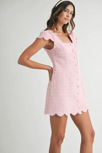 MABLE Tweed Scallop Hem Line Mini Dress - Brittney MADE