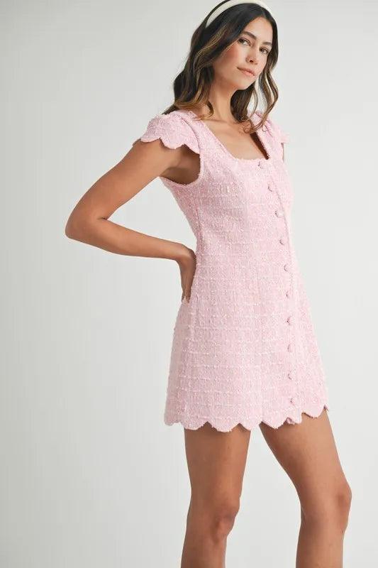 MABLE Tweed Scallop Hem Line Mini Dress - Brittney MADE