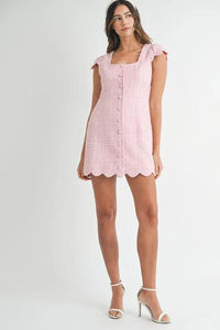 MABLE Tweed Scallop Hem Line Mini Dress - Brittney MADE
