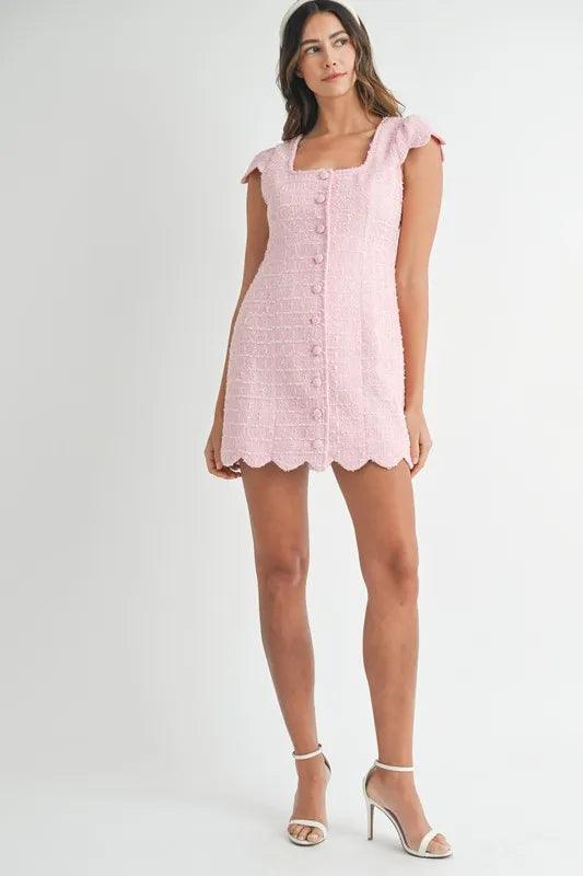 MABLE Tweed Scallop Hem Line Mini Dress - Brittney MADE