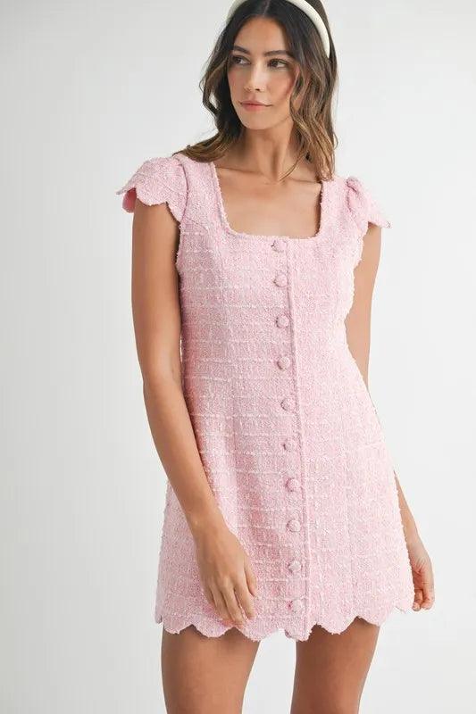 MABLE Tweed Scallop Hem Line Mini Dress - Brittney MADE