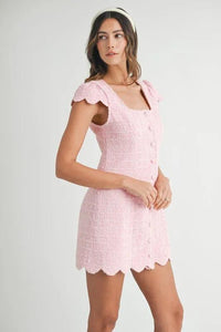 MABLE Tweed Scallop Hem Line Mini Dress - Brittney MADE
