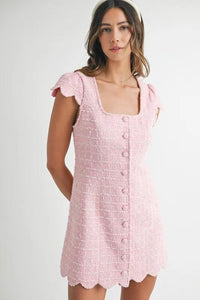 MABLE Tweed Scallop Hem Line Mini Dress - Brittney MADE