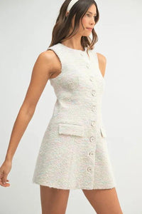 MABLE Tweed Sleeveless Button Down Mini Dress - Brittney MADE