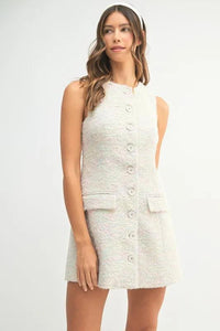 MABLE Tweed Sleeveless Button Down Mini Dress - Brittney MADE