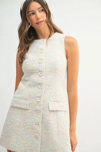 MABLE Tweed Sleeveless Button Down Mini Dress - Brittney MADE