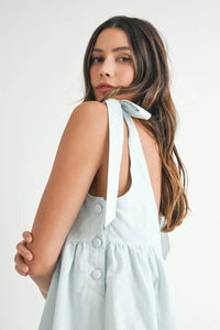 MABLE Zig Zag Embroidered Shoulder Tie Mini Dress - Brittney MADE