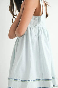 MABLE Zig Zag Embroidered Shoulder Tie Mini Dress - Brittney MADE