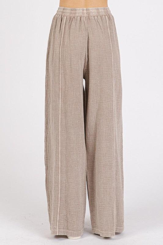 Mittoshop Lace Trim Detail Elastic Waist Cotton Gauze Pants - Brittney MADE