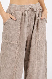 Mittoshop Lace Trim Detail Elastic Waist Cotton Gauze Pants - Brittney MADE