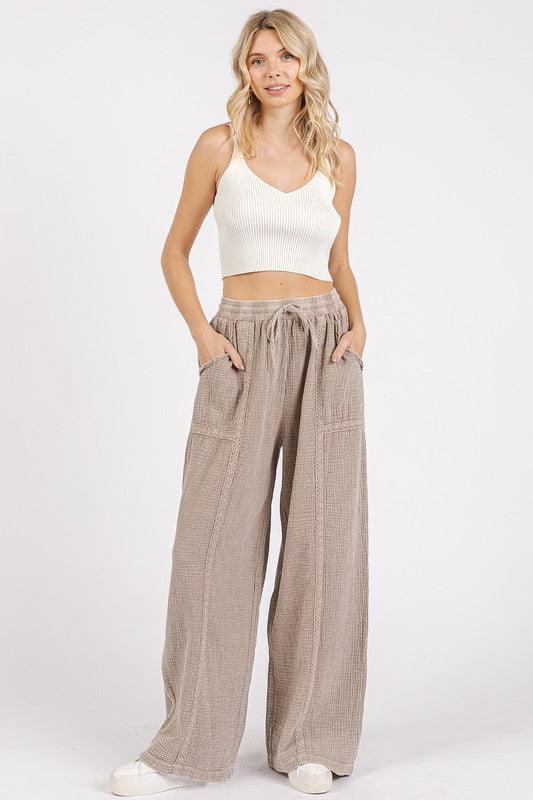 Mittoshop Lace Trim Detail Elastic Waist Cotton Gauze Pants - Brittney MADE