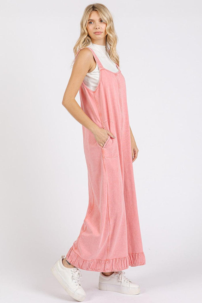 Mittoshop Ruffled Hem Wide Leg Overalls with Pockets - Brittney MADE