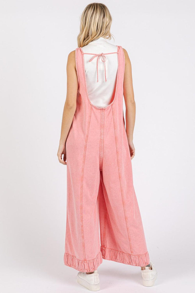 Mittoshop Ruffled Hem Wide Leg Overalls with Pockets - Brittney MADE
